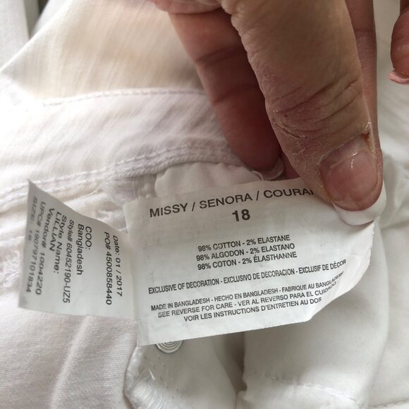 Gloria Vanderbilt Capri Womens Size 18 White Jean Pockets Denim Pants - Picture 7 of 10